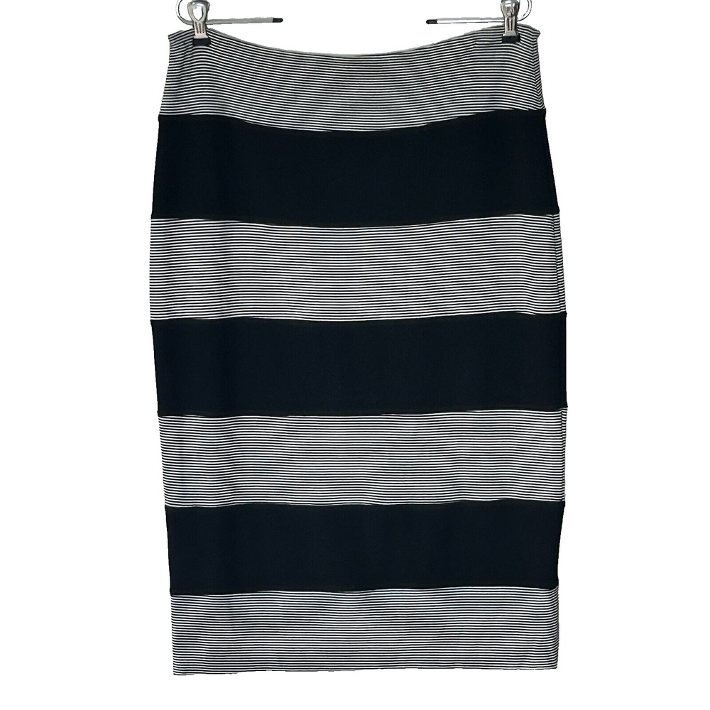 Joseph Ribkoff Black White Striped Pencil Skirt Stretch Jersey 151901 Womens 14